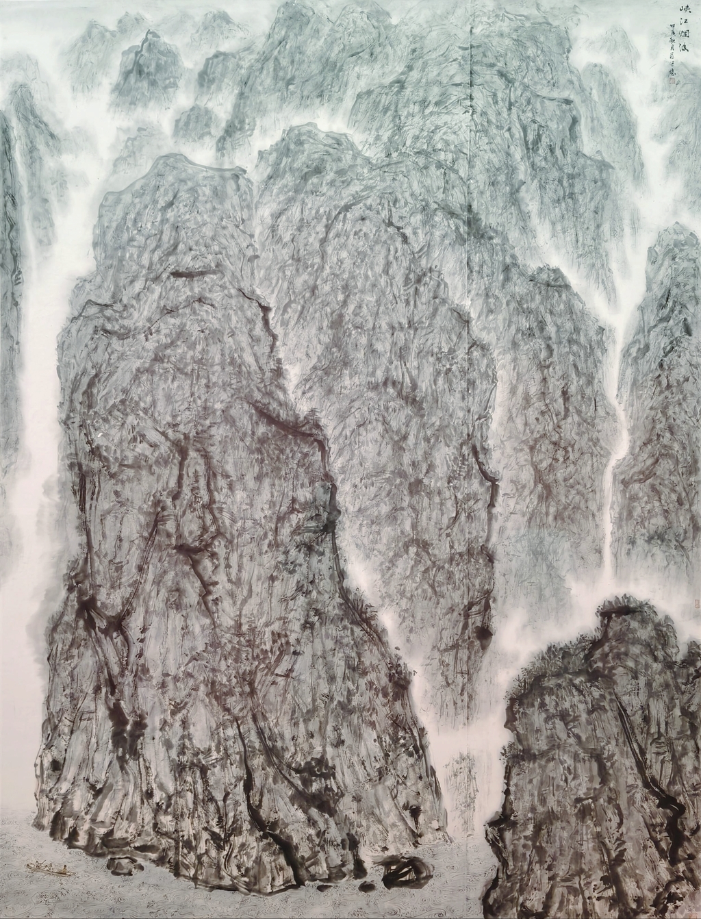 10 蒋才《峡江烟波》中国画 240×184cm(1)