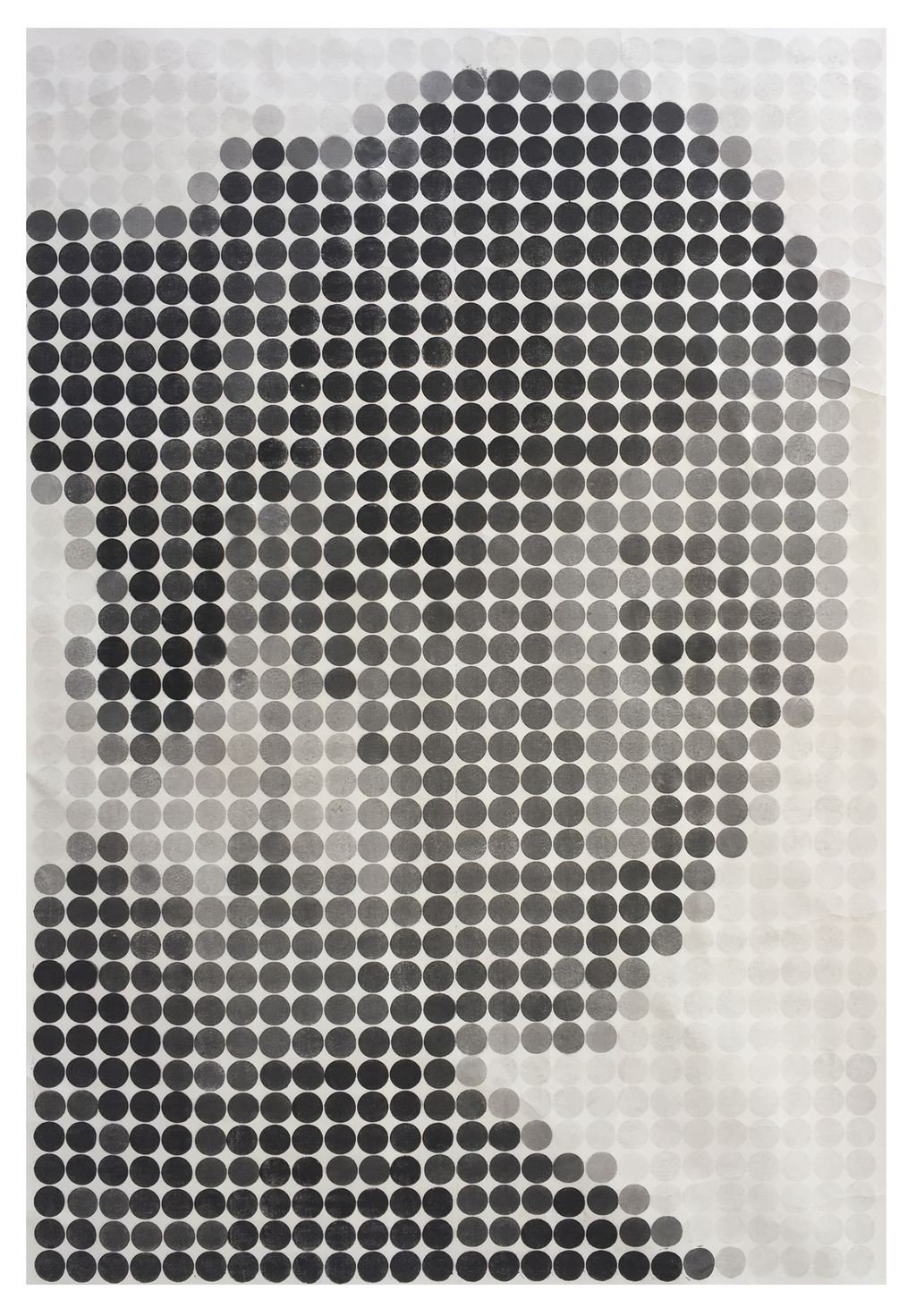 4 彭伟《凝视》，水印木刻，120×80cm，2019年