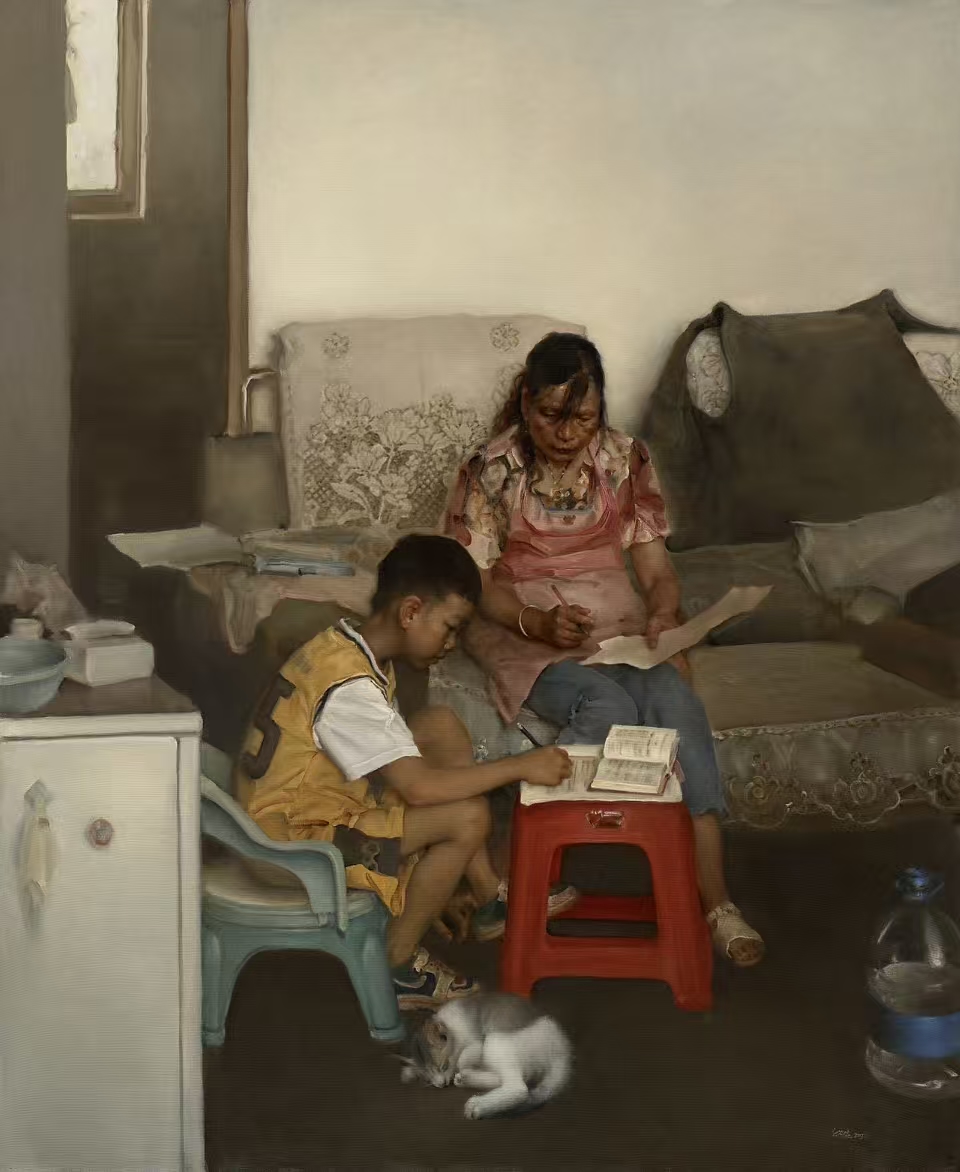 1 庞茂琨《普通家庭》油画 220×180cm 2024年