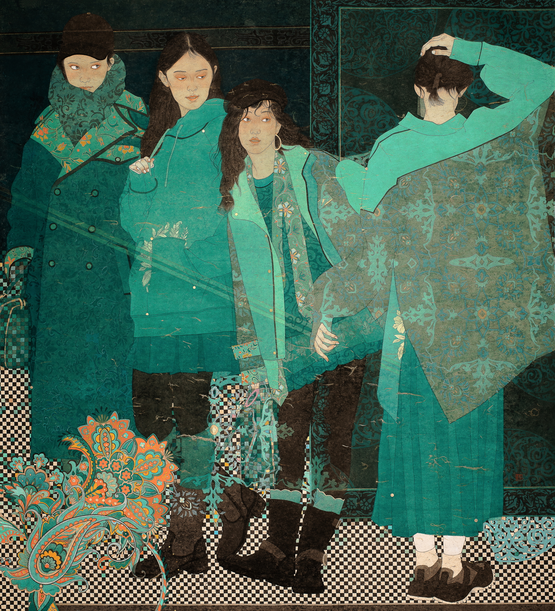 10 中国画直送 杨晶《一路繁花》 纸本设色  220×195cm  2025