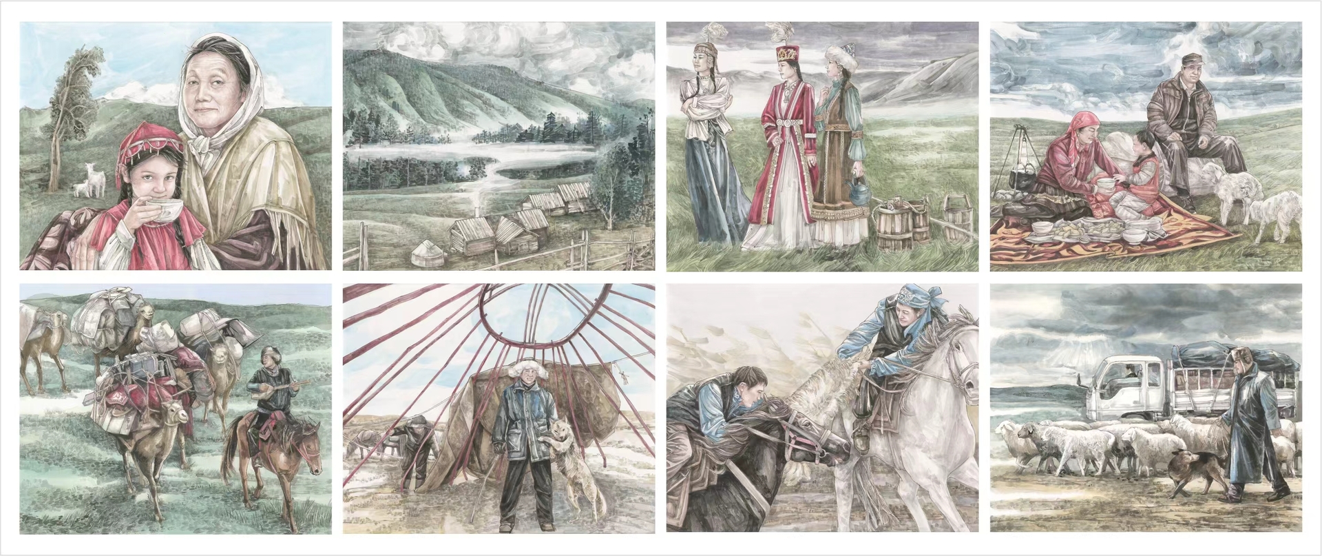 419 连环画直送 刘美辰《牧歌流转》40×50cm×8 2025年